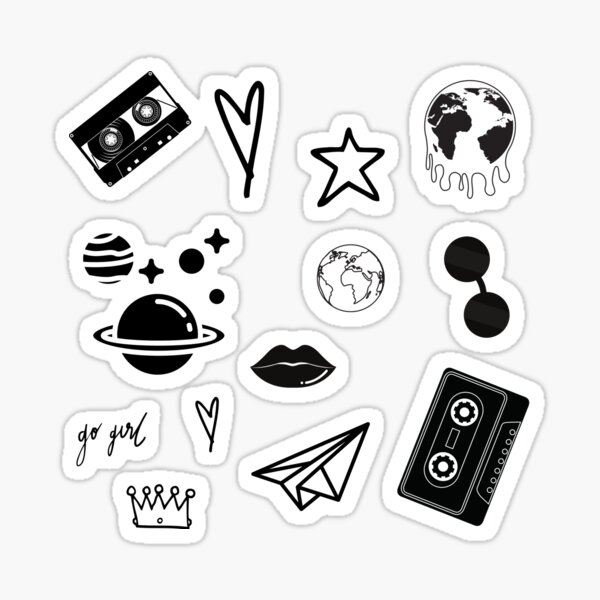 black and white aesthetic girly stickers pack Sticker for Sale by Con  Inspo