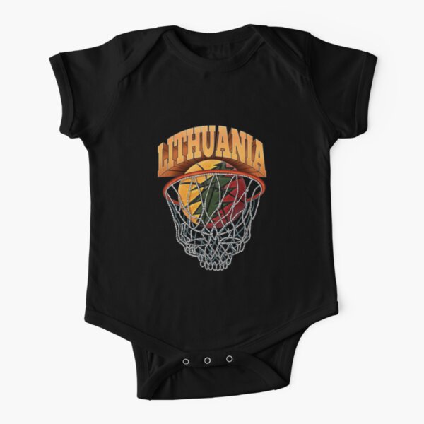 Lithuania Basketball Skeleton Net Short Sleeve Baby One-Piece