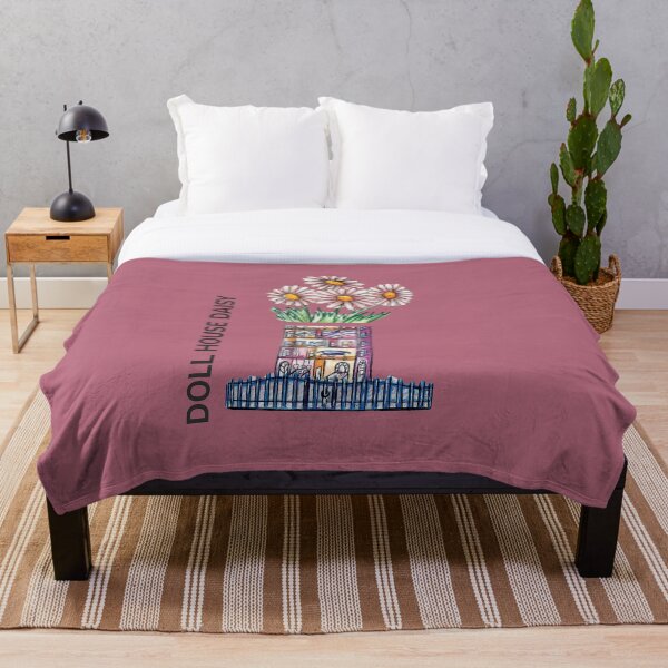 DOLL HOUSE DAISY by FrankenDuo tuscan red Throw Blanket