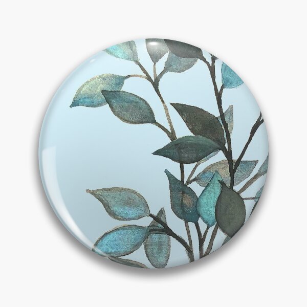 Item preview, Leaves branches II watercolor painting light blue designed and sold by GittaG74.