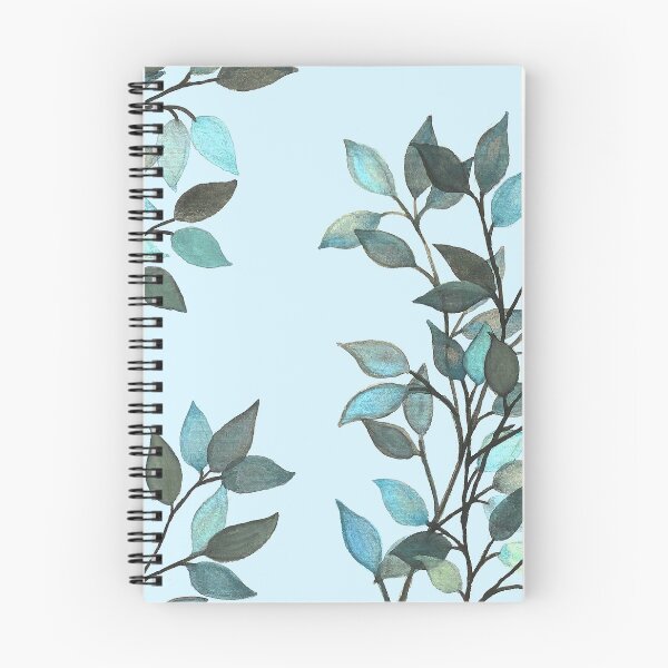 Item preview, Leaves branches II watercolor painting light blue designed and sold by GittaG74.