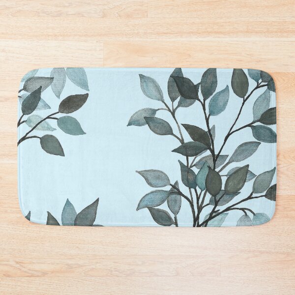 Item preview, Leaves branches II watercolor painting light blue designed and sold by GittaG74.