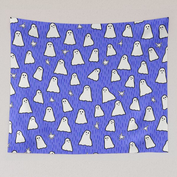 Item preview, Ghosts and Sparkles Halloween Pattern on Blue designed and sold by Harriet Linton.
