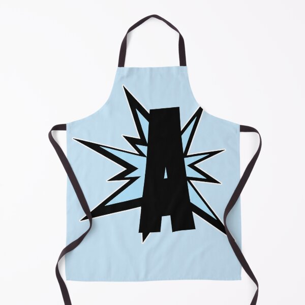 Item preview, Alphabet A letter in light blue as comic hero cartoon monogram initials designed and sold by MadandMean.