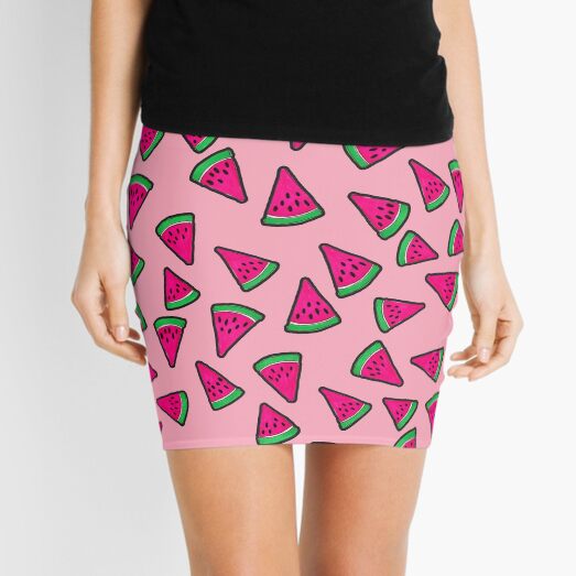 Watermelon Slices on Pink Mini Skirt