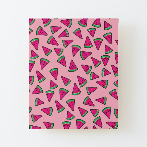 Watermelon Slices on Pink Wood Mounted Print