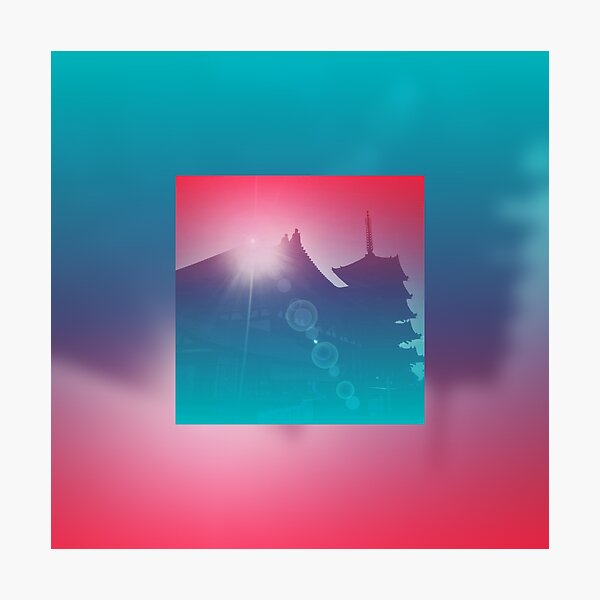 Beautiful Pagoda Temple Silhouette Light Leak Gradation Photographic Print