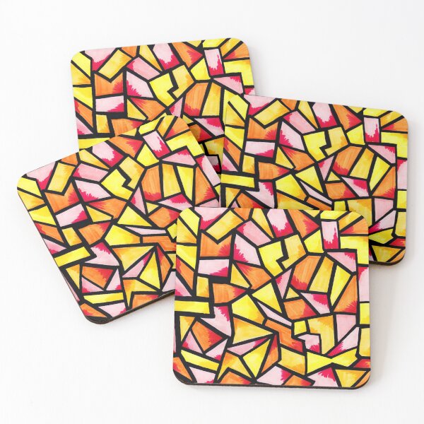 Item preview, Stained Glass Geometric Pattern in Yellow, Orange and Pink designed and sold by Harriet Linton.