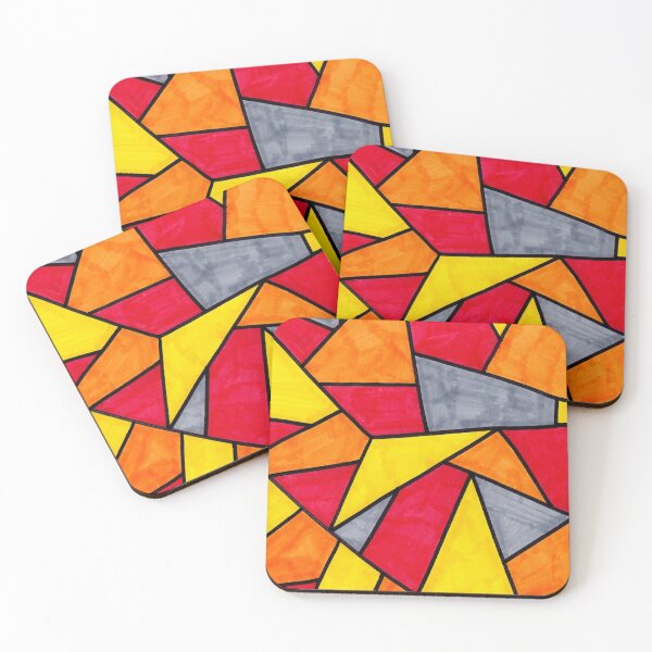 Item preview, Stained Glass Geometric Pattern in Red, Yellow and Orange designed and sold by Harriet Linton.