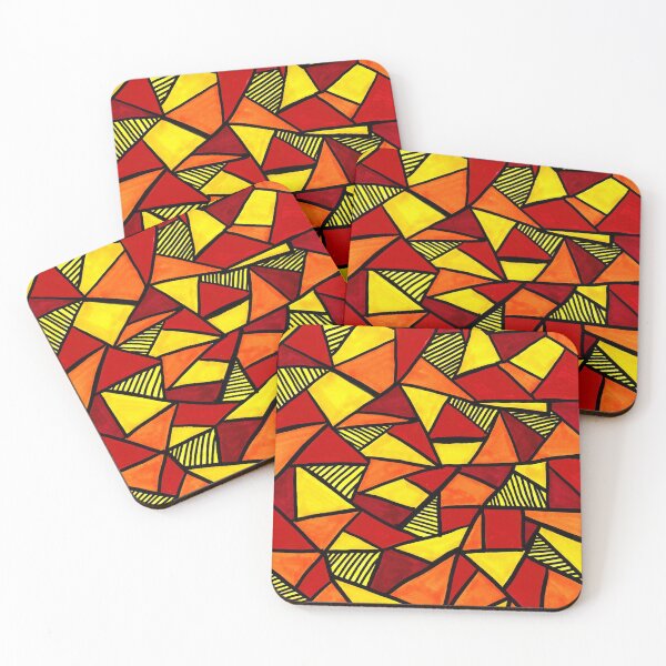 Item preview, Stained Glass Geometric Pattern in Red and Yellow designed and sold by Harriet Linton.
