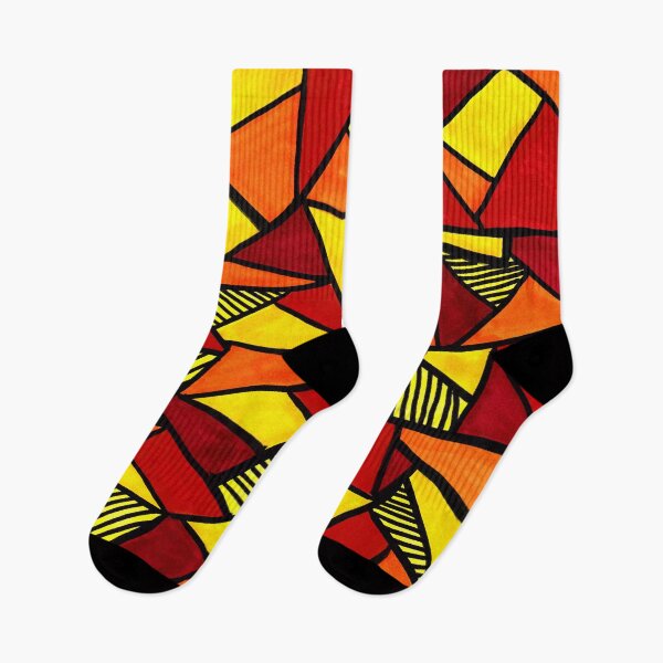 Item preview, Stained Glass Geometric Pattern in Red and Yellow designed and sold by Harriet Linton.