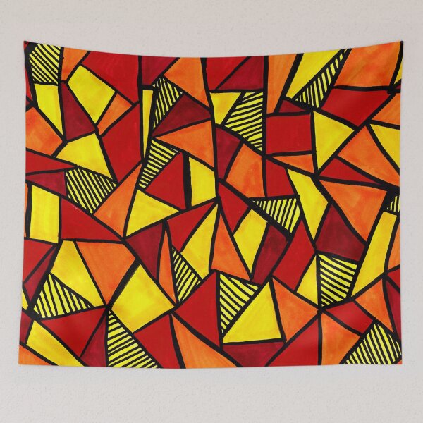 Item preview, Stained Glass Geometric Pattern in Red and Yellow designed and sold by Harriet Linton.