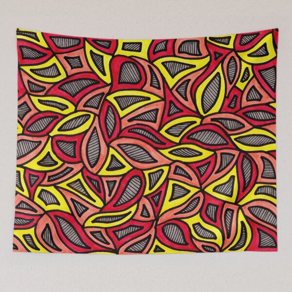 Item preview, Red and Yellow Geometric Stained Glass Hand Drawn Pattern designed and sold by Harriet Linton.