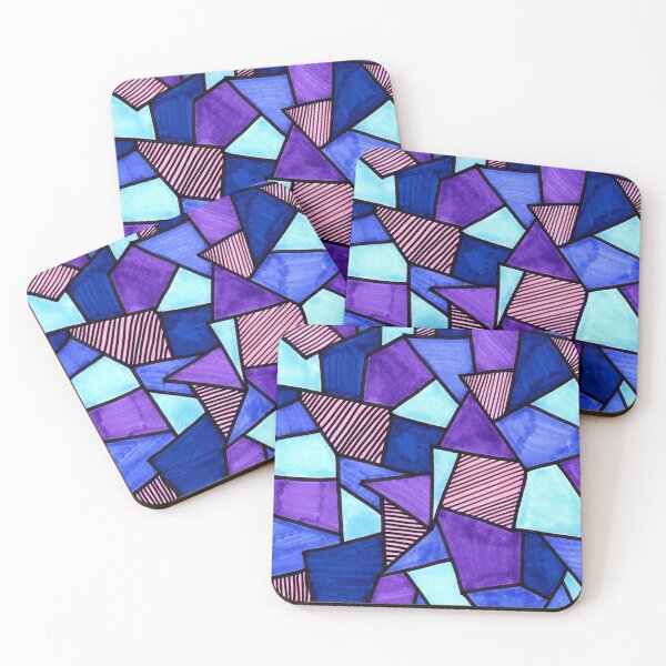 Item preview, Stained Glass Geometric Pattern in Purple and Blue designed and sold by Harriet Linton.