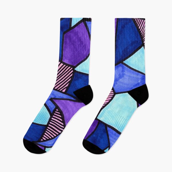 Item preview, Stained Glass Geometric Pattern in Purple and Blue designed and sold by Harriet Linton.