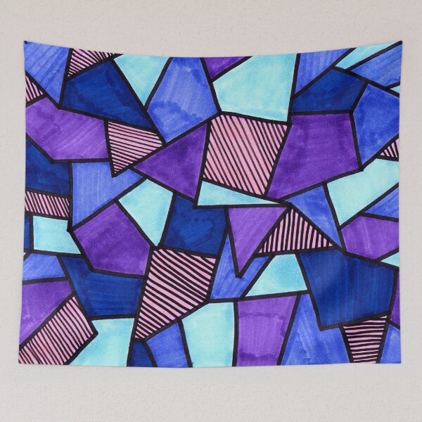 Item preview, Stained Glass Geometric Pattern in Purple and Blue designed and sold by Harriet Linton.