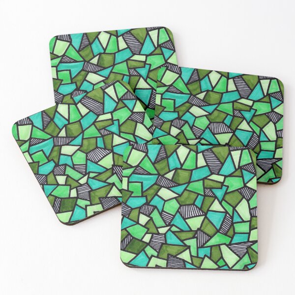 Item preview, Stained Glass Geometric Pattern in Greens designed and sold by Harriet Linton.
