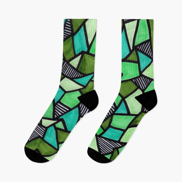 Item preview, Stained Glass Geometric Pattern in Greens designed and sold by Harriet Linton.