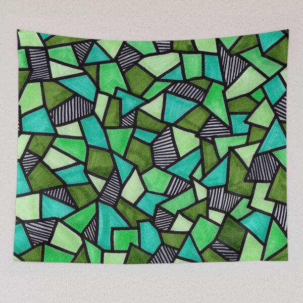 Item preview, Stained Glass Geometric Pattern in Greens designed and sold by Harriet Linton.