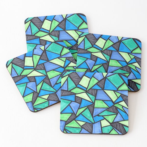 Item preview, Stained Glass Geometric Pattern in Green and Blue designed and sold by Harriet Linton.