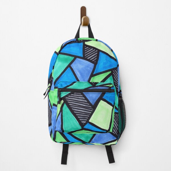 Item preview, Stained Glass Geometric Pattern in Green and Blue designed and sold by Harriet Linton.
