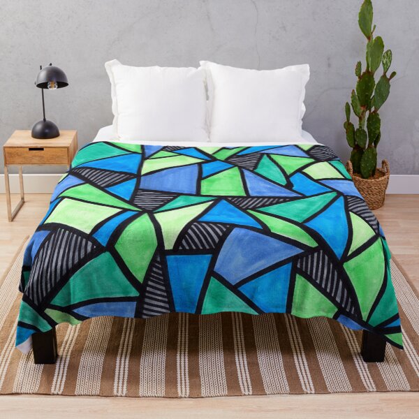 Item preview, Stained Glass Geometric Pattern in Green and Blue designed and sold by Harriet Linton.