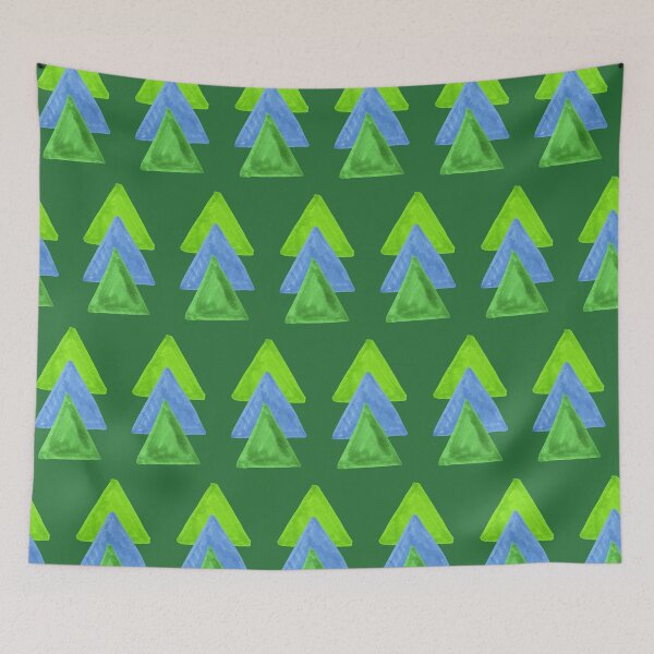 Item preview, Three Triangles Geometric Pattern - Green and Blue designed and sold by Harriet Linton.