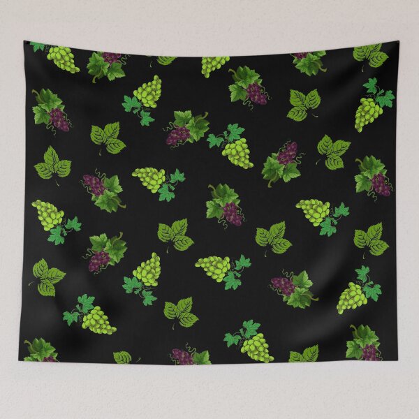 Item preview, Green and purple grapes on black background. designed and sold by KamTamDesigns11.