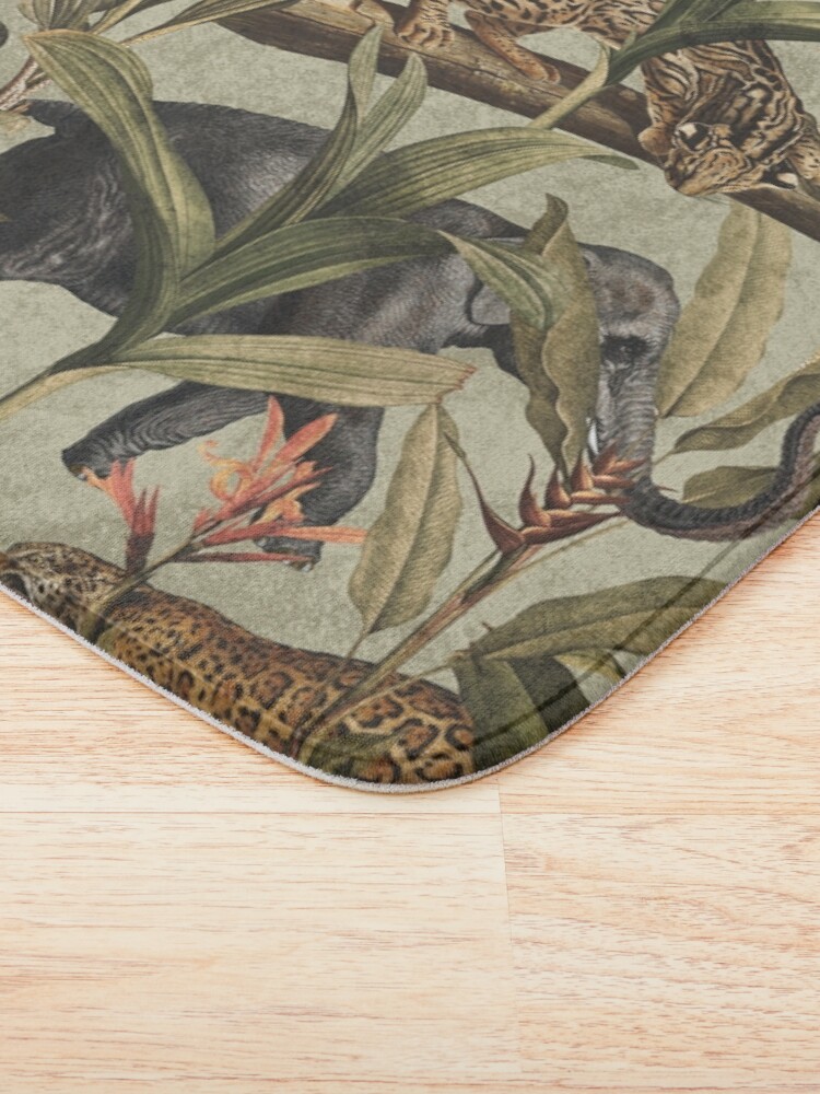 Alternate view of Vintage Tropical Jungle Pattern Bath Mat