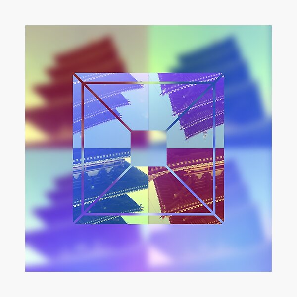 Abstract Five-Storied Pagoda Purple Brown Green Geometric Photographic Print