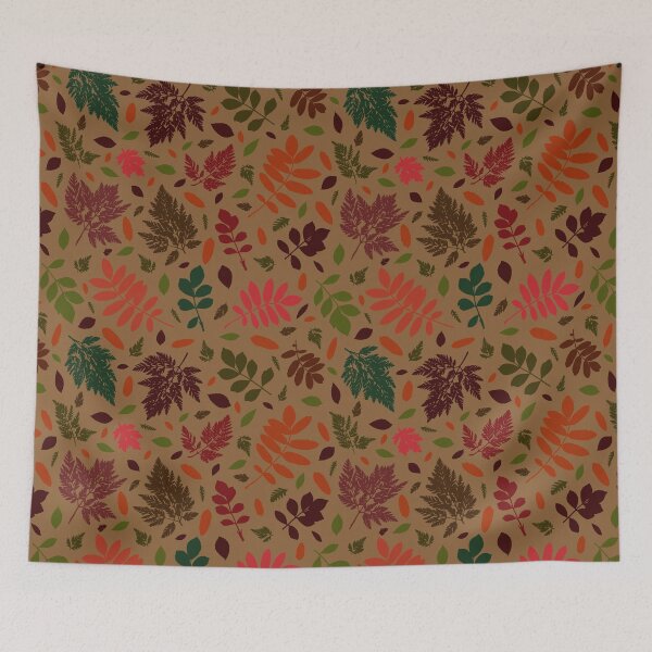 Item preview, Multicolor autumn leaves 10. Wild herbs seamless pattern on beige. Autumn leaf fall. Wild life designed and sold by Yulia Chepurova.