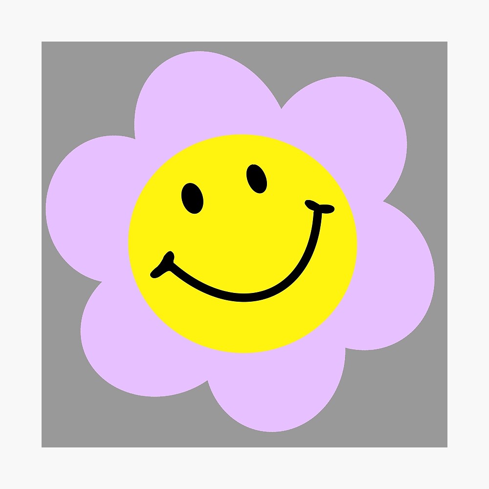 Smiley Face Indie Flower Poster By Sistermoiyaa Redbubble