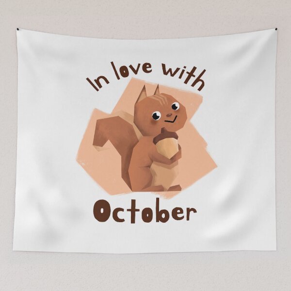 Item preview, In Love with October | Cute Kawaii Squirrel Illustration designed and sold by MAS-S.
