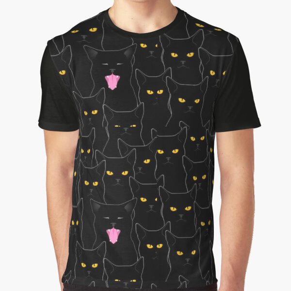 Suspicious Cats pattern Graphic T-Shirt
