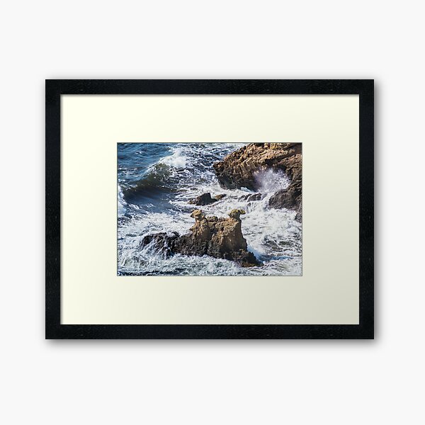 The Camel Cliffs during storm and high waves Framed Art Print