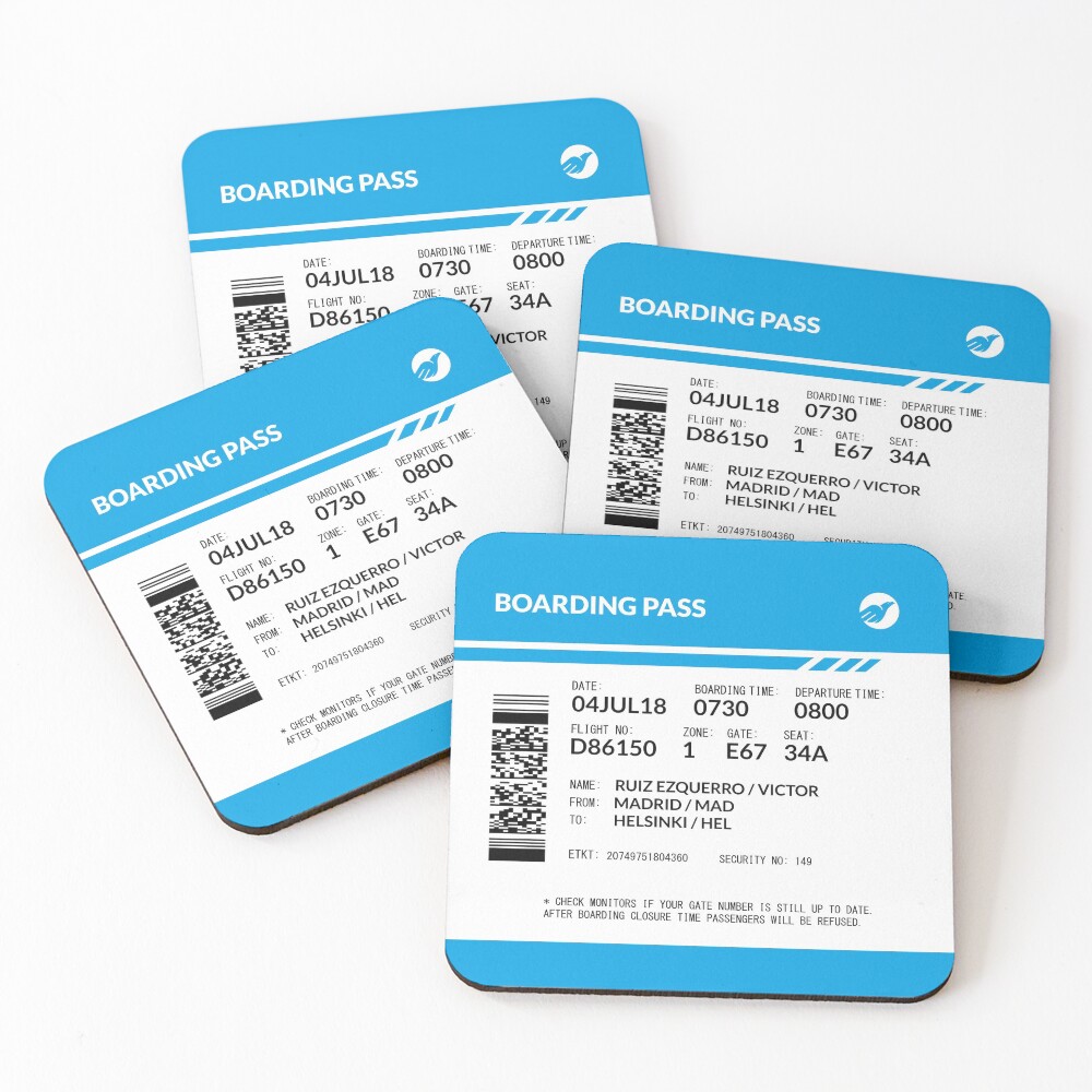 Boarding Pass VRE Coasters (Set of 4)