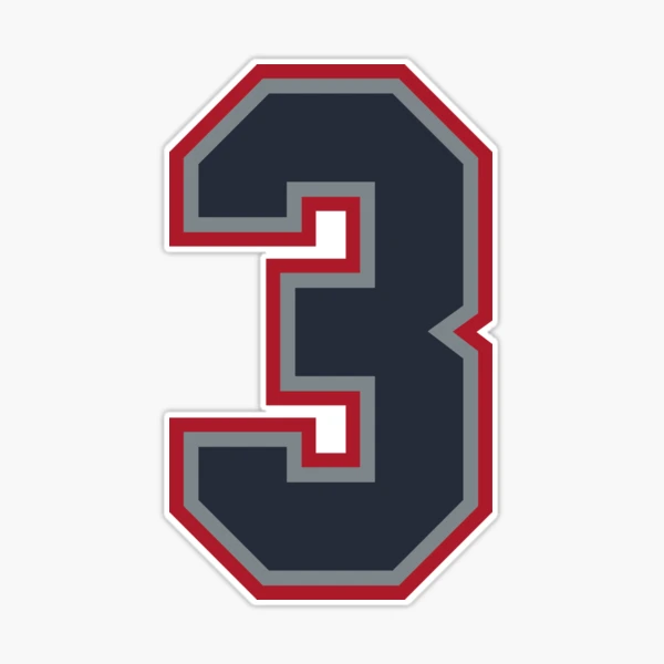 Number 3 blue red sports jersey three Sticker for Sale by LoveIsColorful