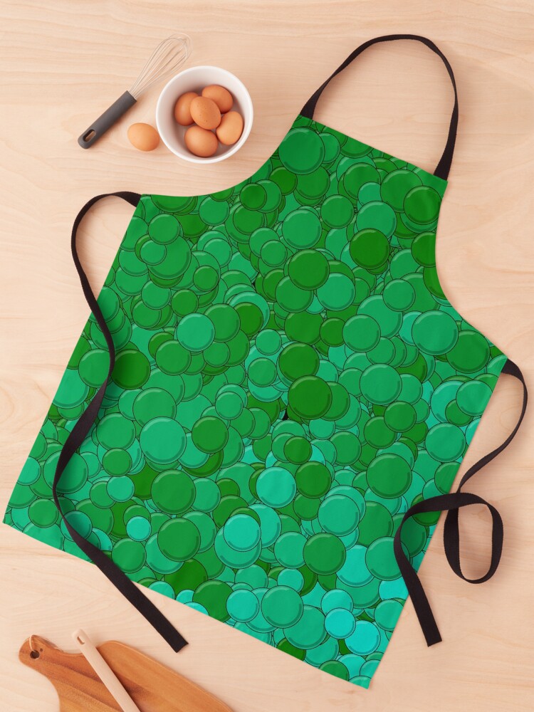 Thumbnail 1 of 6, Apron, Green and Turquoise Bubbles designed and sold by MathenaArt.