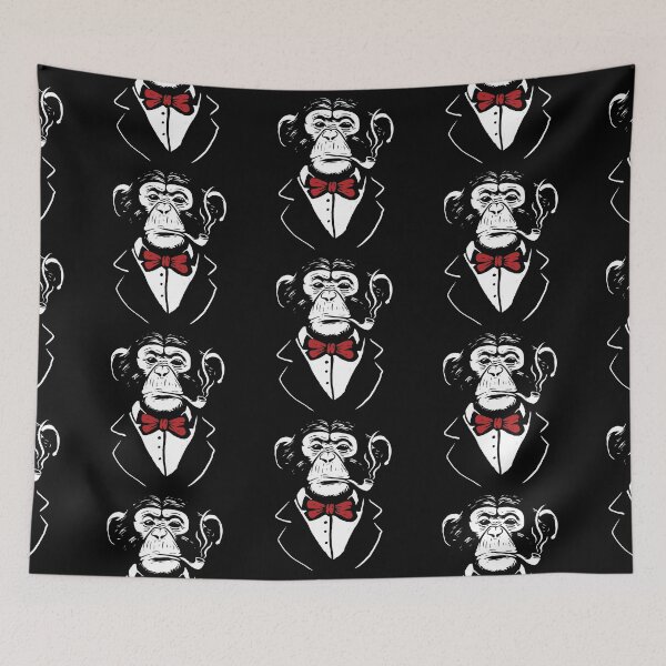 Item preview, Gentleman monkey with bow tie smoking pipe designed and sold by ShirtDigger.