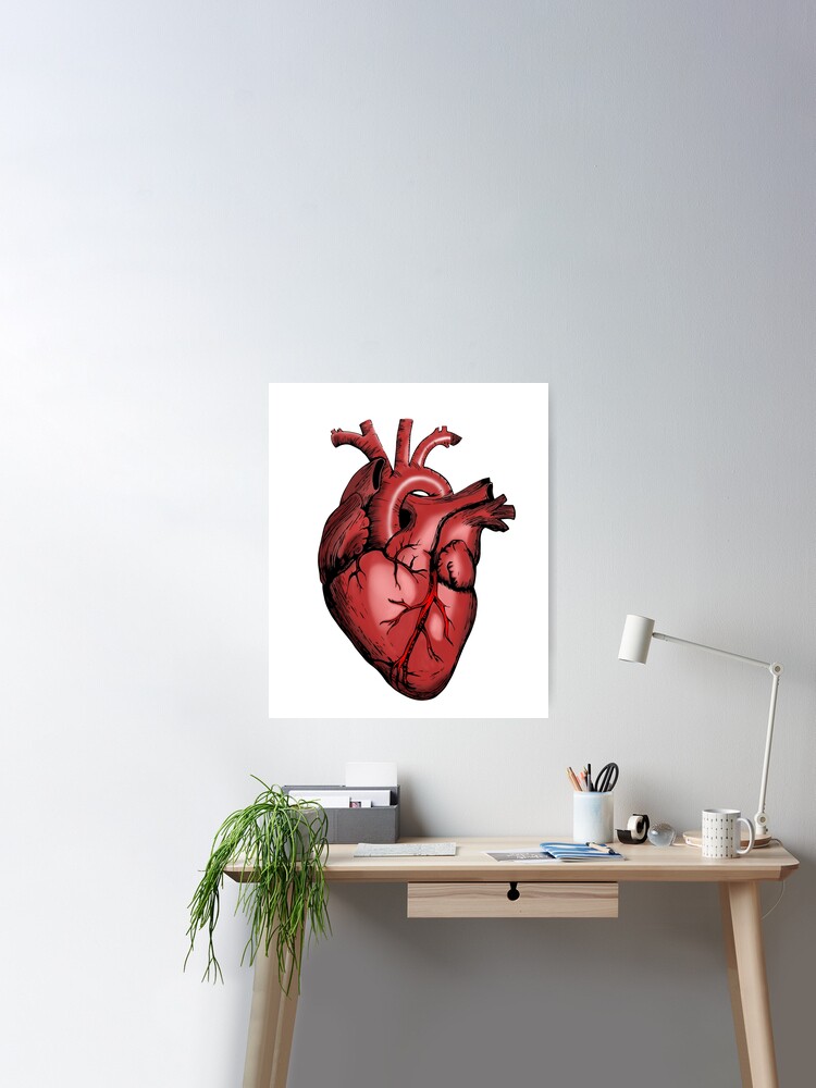 SingeDesigns Anatomical Hand Painted Watercolor Heart T-Shirt