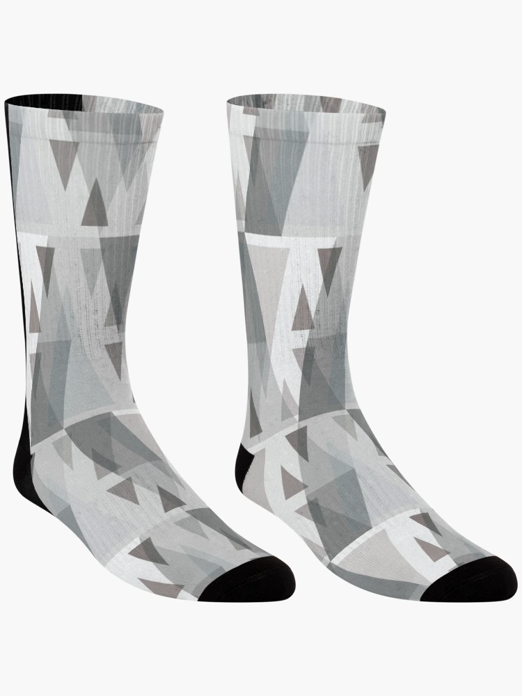 Thumbnail 3 of 5, Socks, Vertical Triangles Pattern – Gray designed and sold by RoguePatterns.