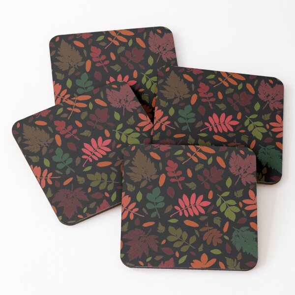 Item preview, Multicolor autumn leaves 11. Wild herbs seamless pattern on black. Autumn leaf fall. Wild life designed and sold by Yulia Chepurova.