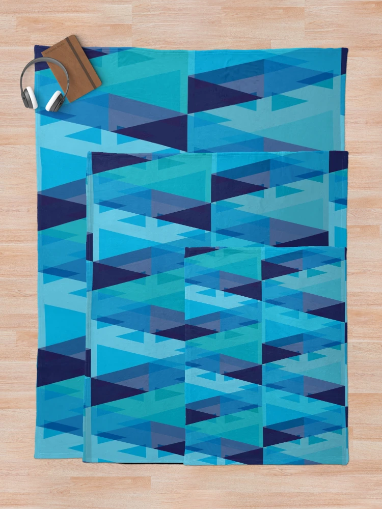 Thumbnail 5 of 6, Throw Blanket, Vertical Triangles Pattern – Blue designed and sold by RoguePatterns.