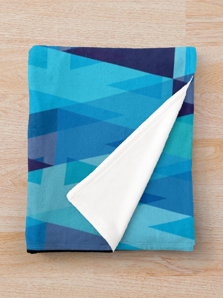 Thumbnail 3 of 6, Throw Blanket, Vertical Triangles Pattern – Blue designed and sold by RoguePatterns.