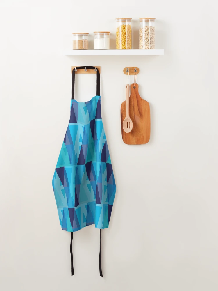 Thumbnail 4 of 6, Apron, Vertical Triangles Pattern – Blue designed and sold by RoguePatterns.
