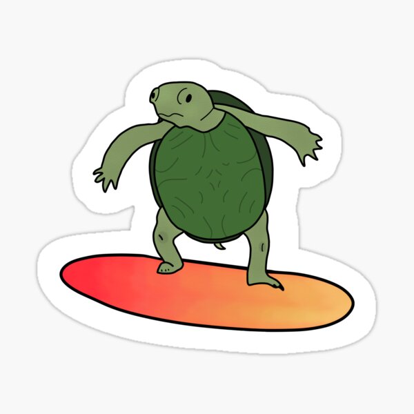 Turtle on a Surfboard Sticker