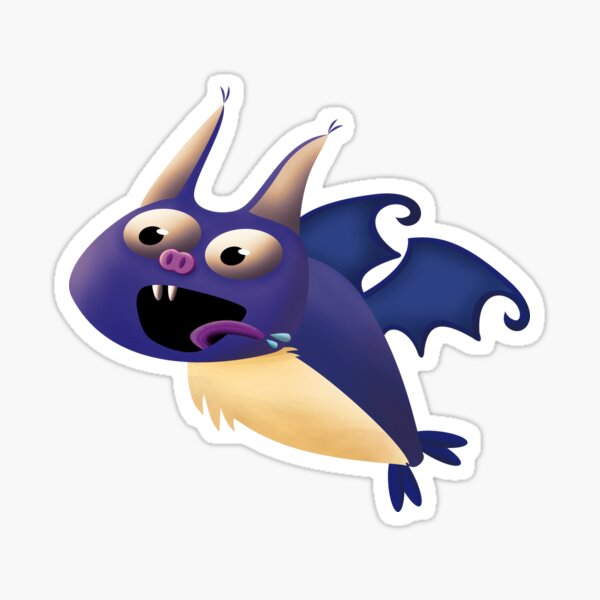 Super Excited Bat Eating Through The Night Sky Sticker