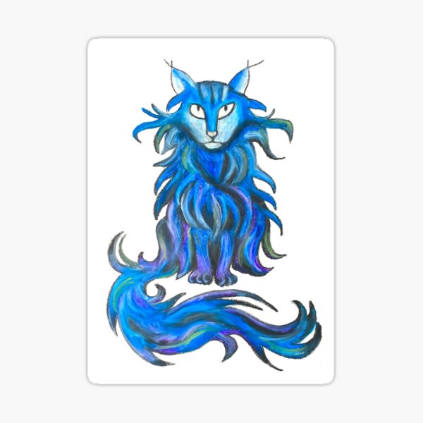 Blue Magical Cat Sticker