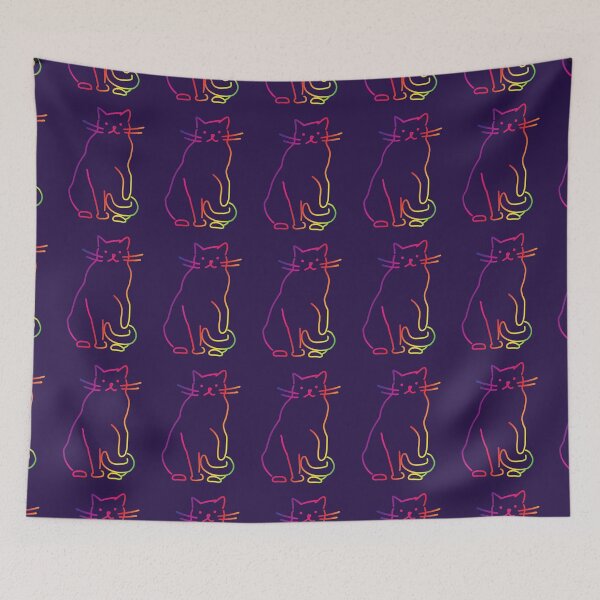 Item preview, Rainbow Neon Cat Outline designed and sold by Ladyofcats.