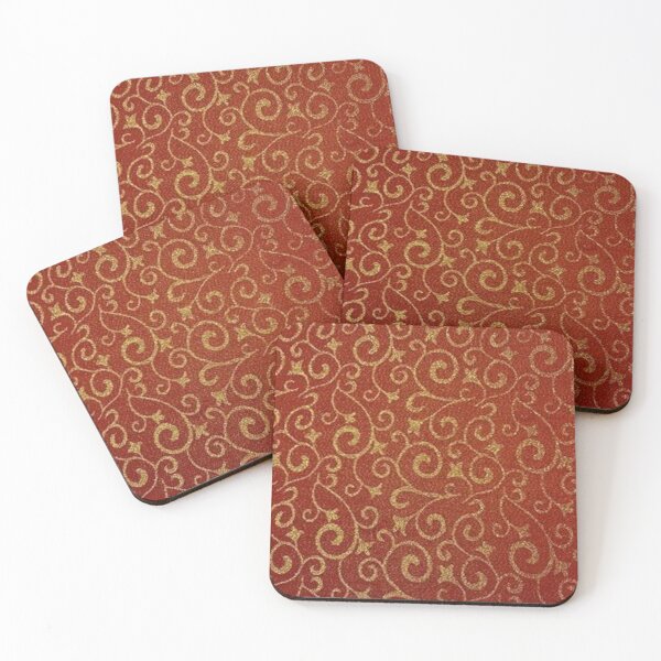 Item preview, RED GOLD SCROLL PRINT DESIGN designed and sold by findsbyjune374.